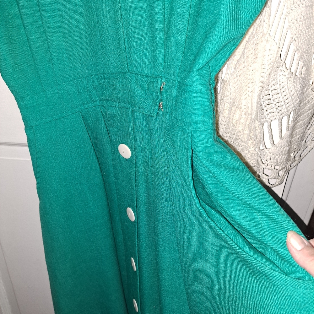 Vintage JCPenneys Worthington Kelly Green Romper Dress